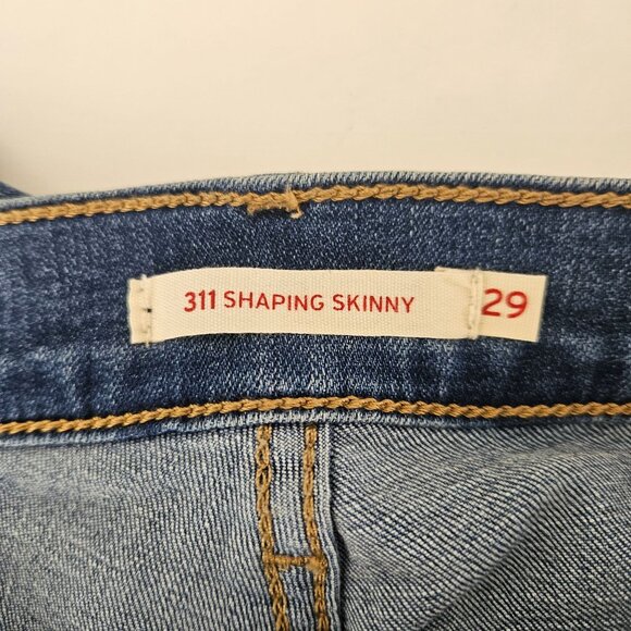 Levis Womens Blue Jeans Size 8 Medium 311 Skinny Shaping W29 L30 Distressed Deni - Picture 11 of 13